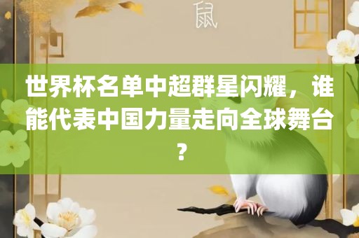 世界杯名单中超群星闪耀，谁能代表中国力量走向全球舞台？