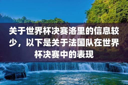 关于世界杯决赛洛里的信息较少，以下是关于法国队在世界杯决赛中的表现洪湖市顺升工程机械租赁有限公司