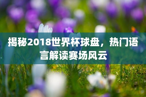 揭秘2018世界杯球盘，热门语言解读赛场风云洪湖市顺升工程机械租赁有限公司