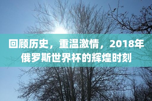 回顾历史，重温激情，2018年俄罗斯世界杯的辉煌时刻
