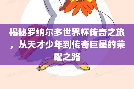 揭秘罗纳尔多世界杯传奇之旅，从天才少年到传奇巨星的荣耀之路洪湖市顺升工程机械租赁有限公司