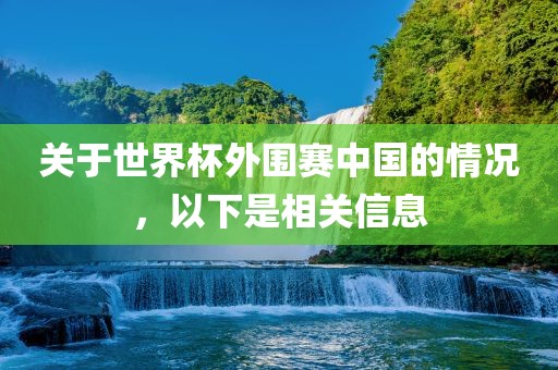 关于世界杯外围赛中国的情况，以下是相关信息