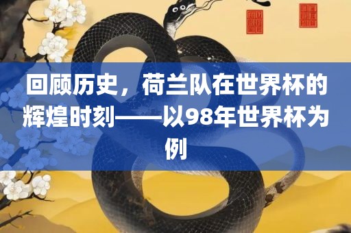 回顾历史，荷兰队在世界杯的辉煌时刻——以98年世界杯为例