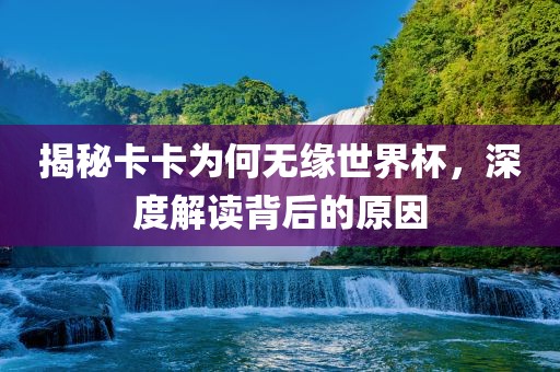 揭秘卡卡为何无缘世界杯，深度解读背后的原因洪湖市顺升工程机械租赁有限公司