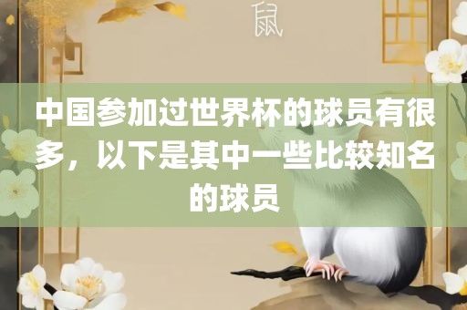 中国参加过世界杯的球员有很多，以下是其中一些比较知名的球员