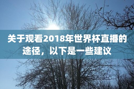关于观看2018年世界杯直播的途径，以下是一些建议洪湖市顺升工程机械租赁有限公司