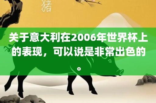 关于意大利在2006年世界杯上的表现，可以说是非常出色的。洪湖市顺升工程机械租赁有限公司
