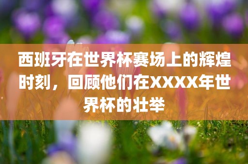 西班牙在世界杯赛场上的辉煌时刻，回顾他们在XXXX年世界杯的壮举洪湖市顺升工程机械租赁有限公司