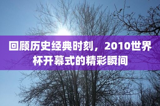 回顾历史经典时刻，2010世界杯开幕式的精彩瞬间