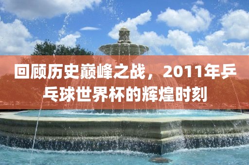 回顾历史巅峰之战洪湖市顺升工程机械租赁有限公司，2011年乒乓球世界杯的辉煌时刻