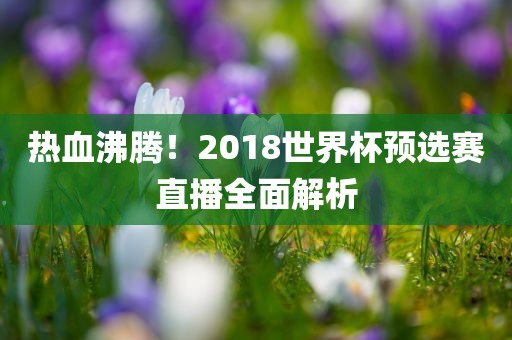 热血沸腾！2018世界杯预选赛直播全面解析