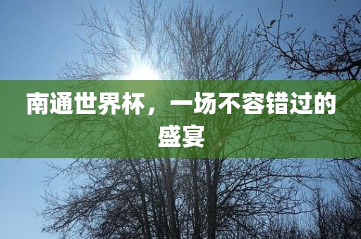 南通世界杯，一场不容错过的盛宴