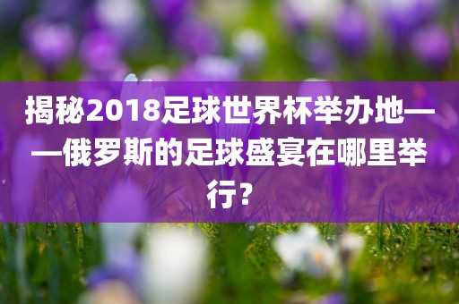 揭秘2018足球世界杯举办地——俄罗斯的足球盛宴在哪里举行？
