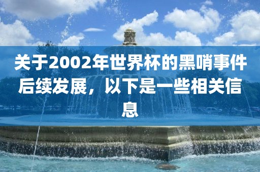 关于2002年世界杯的黑哨事件后续发展，以下是一些相关信息