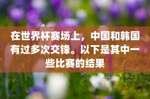 在世界杯赛场上，中国和韩国有过多次交锋。以下是其中一些比赛的结果洪湖市顺升工程机械租赁有限公司