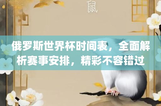 俄罗斯世界杯时间表，全面解析赛事安排，精彩不容错过