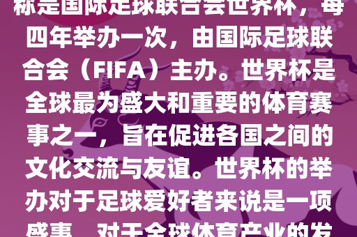 世界杯是一项国际足球洪湖市顺升工程机械租赁有限公司赛事，全称是国际足球联合会世界杯，每四年举办一次，由国际足球联合会（FIFA）主办。世界杯是全球最为盛大和重要的体育赛事之一，旨在促进各国之间的文化交流与友谊。世界杯的举办对于足球爱好者来说是一项盛事，对于全球体育产业的发展也具有重要影响。