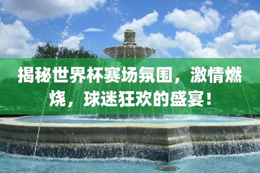 揭秘世界杯赛场氛围，激情燃烧，球迷狂欢的盛宴！洪湖市顺升工程机械租赁有限公司