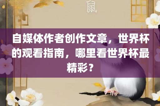 自媒体作者创作文章，世界杯的观看指南，哪里看世界杯最精彩？
